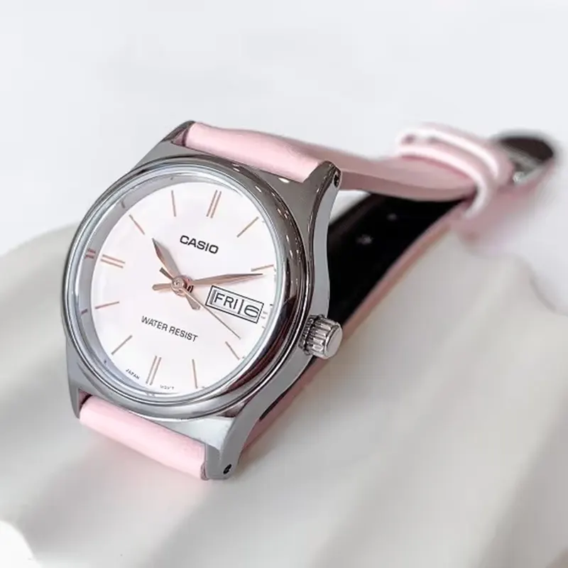 Casio Pink Dial Pink Leather Quartz Ladies Watch- LTP-V006L-4B